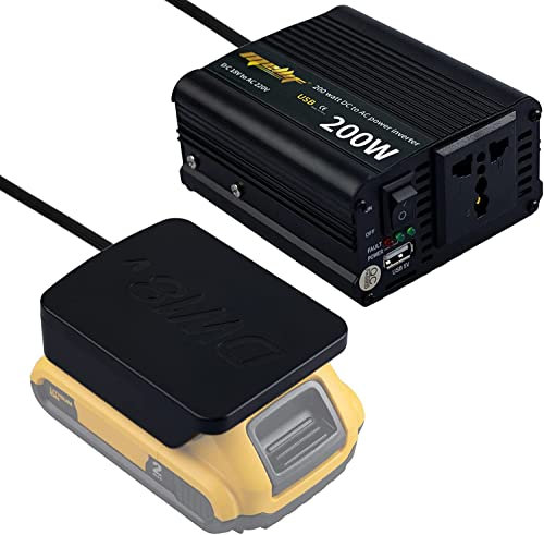 YOGAYE Portable Power Station for 1 18v xr 20v max Lithium Battery Generator Outlet, 200W/400W Peak Power Station Modified Sine 18V to 230V (Tool Only Battery not included)