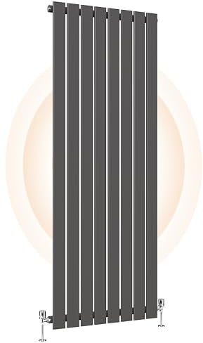 Heilmetz Anthracite Radiators Vertical Radiator 1600 x 608mm Designer Flat Panel Radiator Modern Heater Central Heating Radiator