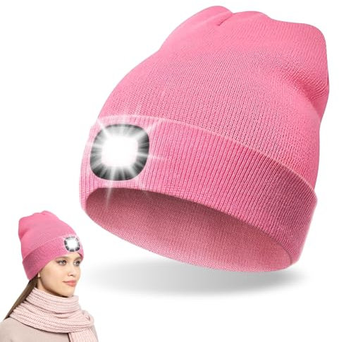 yotutun LED Mütze mit Licht, LED Beleuchtete Mütze Aufladbar USB Unisex Laufmütze mit Licht Outdoor Winter Wärmer Strickmütze Geeignet zum Jogger Radfahren Angeln Camping