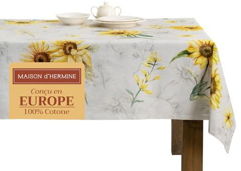Maison d' Hermine Tischdecke, 100% Baumwolle 140cm x 180cm waschbare, quadratische Tischdecke, dekorative Tischdecke für Muttertagsgeschenke, Buffetpartys und Camping, Candice – Frühling/Sommer