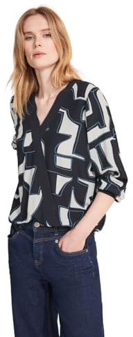STREET ONE Damen Blusenshirt Bedruckt, deep blue, 36
