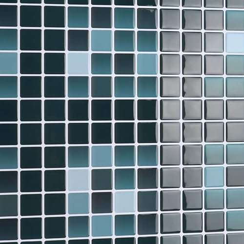 CRE8TIVE Azulejos Adhesivos Verde Mosaico Baldosas Adhesivas Pared Cuadrado 3d Vinilos Azulejos Azulejos Adhesivos Cocina Autoadhesivo Azulejos Adhesivos Baño Impermeable 4 Piezas 30.5cm x 30.5cm