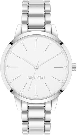 Nine West Women's Crystal Accented Bracelet Watch Silver