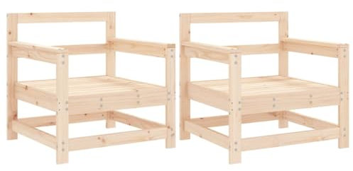 vidaXL Gartenstuhl 2 STK., Modular Gartenmöbel Lounge, Holzstuhl Stuhl für Garten Terrasse Balkon, Gartensessel Balkonstuhl, Massivholz Kiefer