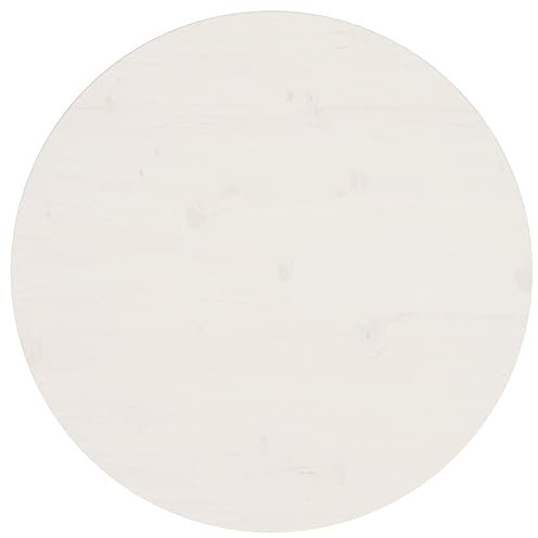 Tischplatte Weiß Ø60x2,5 cm Massivholz Kiefer