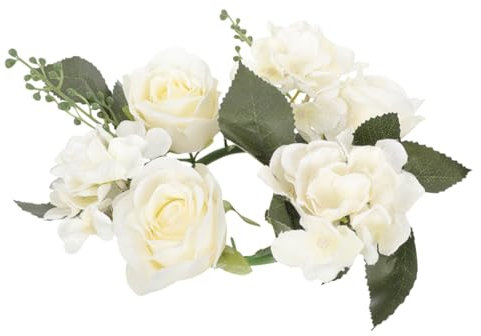 HOLIDYOYO Stumpenkerze Rose Künstlicher Blumenkranz Kerzenständer Für Weihnachtsfeier Dekoration