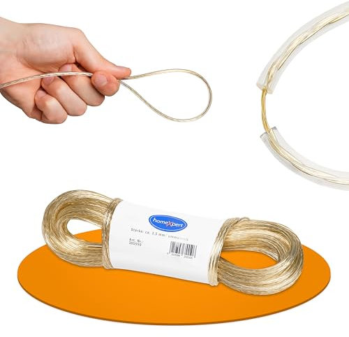 homeXpert STURM Wäscheseil/Wäscheleine extra stark 50m mit Vollstahleinlage 3,5 mm transparent ummantelt - Wetterfeste Schnur, Ersatzleine für Wäschespinne, Garten, Outdoor, Camping, Reisen und Balkon