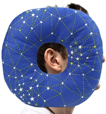 SPORWAY Donut Kissen: Kissen Mit Loch, Nackenkissen Für Seitenschläfer, Leepingring Für Seitenschläfer Zur Schmerzlinderung Im Ohr, Ohrkissen Für Ohr Gegen Ohrenschmerzen (Blau)