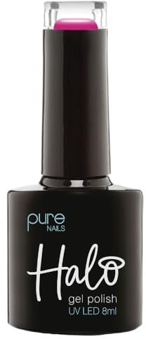 Halo Gel Polish 8ml - Stained Glass Magenta. UV/LED Gel Nail Polish, Long Lasting & Easy To Apply. Nail Art Colours For Manicure & Pedicure. Gel Polish For Professional & Home Use.