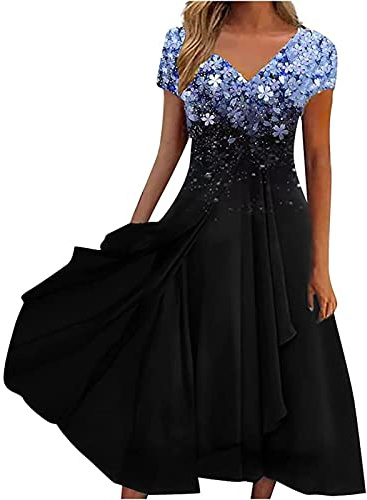 Keepink Women's Wrap Dress - UK Plus Size Short Sleeve Chiffon A Line Bridesmaid Occasion Evening Dress Empire Waist