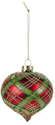 NUVOLE DI STOFFA Set 4 Palline Sfere per Albero Natalizio, Palle in Vetro con decori Cartolina di Natale, Vintage D8 cm 10 Varianti (1pz) E