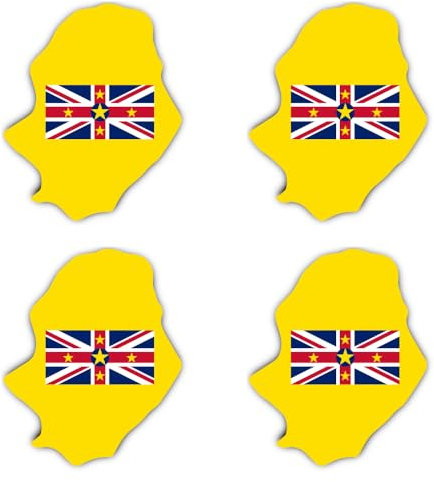 Aufkleber: 150 mm, 4 Stück - Silhouette Flagge/Flap-Map - Niue - NU - für Auto, Laptop und mehr