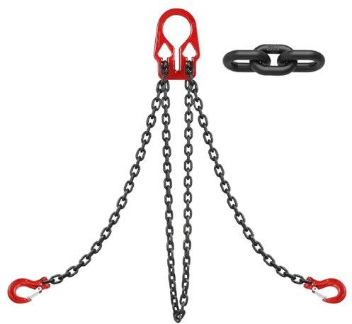 Heavy Duty Lifting Chain with Adjustable Hooks, 5/16 x 10 Ft, 7000 lbs WLL