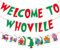 RMMDO Welcome to Whoville Banner Whoville Schild Weihnachtsdekorationen Rot und Grün Weihnachtsbanner Xmas Whoville Weihnachten Dorf Bäume Banner Frohe Weihnachten Dekorationen für Haus Büro Schule
