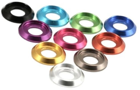 YUANYAO 10 Stück M2 M2.5 M3 M4 M5 M6 M8 CNC Bunte Aluminium-Unterlegscheibe mit Becherkopf for Linsenkopfschraube(M5 10pcs,Purple)