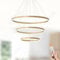 LAMPLAY Runde Moderne LED-Pendelleuchte, 3 Golden Ring-Kronleuchter, Dimmbar Mit Fernbedienung 3000K-6000K Deckenleuchte, Höhenverstellbar, Foyer, Wohnzimmer, Schlafzimmer, Esszimmer(Ø20+40+60cm)