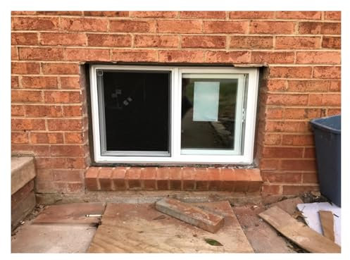 YLLFFLL Horizontal Sliding Windows for Houses/Bathroom/Basement/Outdoor Showers, White Little Aluminum Replacement Windows with Screen & Complete Kits(WxH 44x19in)