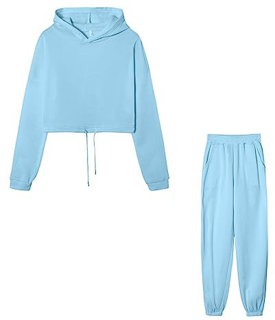 Hefiauo Sportiva Donna Completa,Casual Pullover Felpa Senza Cappuccio e Jogging Pantaloni Sportiva Completa,Invernale Passeggiata Casual Pigiama Ginnastica