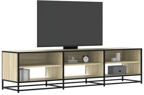Homgoday Meuble TV en chêne Sonoma 180 x 40 x 46 cm en aggloméré, meuble TV meuble bas pour TV pour table de salon industriel, support TV salon