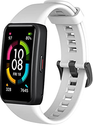 Bracelet Compatible avec Huawei Band 6/Band 6 Pro, 22mm Silicone Bracelets de Remplacement pour Honor Band 7/Band 6 (Blanc)