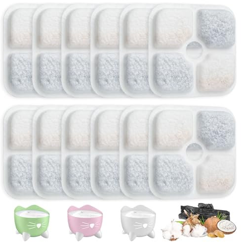 12 Pcs Filtre Fontaine Eau Chat, Filtre Fontaine à Eau pour Chats, Filtre Fontaines Chat pour Catit Pixi Animaux de Compagnie