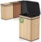 Mihoho Grande poubelle de 80 litres avec couvercle, corbeille à déchets en bambou, poubelle d'extérieur pour la maison, le bureau, la salle de bain, la cuisine 40X30X60 CM (Kaki)
