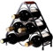 Axroad Mall Metal Wine Rack, 6 Bottles Stackable Wine Organizer with Wooden Handle, 3 Tier Freestanding Wine Bottle Storage Rack for Countertop Table Top Coffee Bar Kitchen (Black, Triangle)