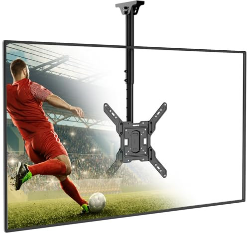 Mount-It! Ceiling TV Mount for 32-65 Inch Flat Screens, Full Motion Adjustable Bracket with 360° Swivel, Tilt, Height Settings, Fits VESA 100x100 to 400x400, Holds 99 lbs, for Slanted or Flat Ceilings