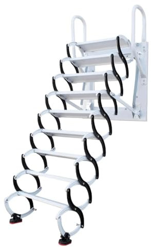 Dachleitern Herunterziehbare Dachbodenleiter, wandmontierte Dachbodenleiter, Faltbare Dachbodentreppe, für drinnen und draußen, rutschfeste Klappleiter, 660 lb tragend Platz sparen