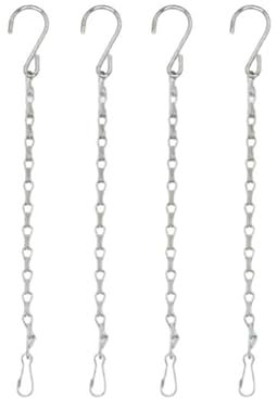 Catene in metallo regolabili da appendere per vasi da fiori, mangiatoie per uccelli e lanterne, set di ganci decorativi da giardino e balcone da 39,9 cm (A catene argentate (4 pezzi)
