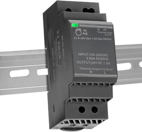 GAOUTO Hutschienen Alimentatore di rete 24 V: 24 VDC 30 W 1,25 A, HDR-30 – 24 guide DIN DIN per sistema di automazione industriale