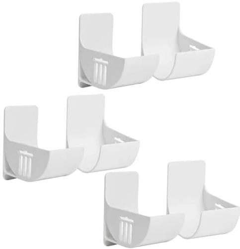 Joyan 3 Pairs Plastic Bag Holder, No Punching Trash Bag Holder, Wall Mounted Garbage Bag Dispenser, Self-Adhesive Bin Bag Organizer, Grocery Bag Kitchen Organiser for Tin Foil, Rubbish Bag(White)