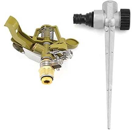 360° Zinc Alloy Lawn Sprinkler | Metal Pulsator Sprayer with Spike Base | Adjustable Water Mist for Garden/Yard/Villa | 58.5-96cm Extension