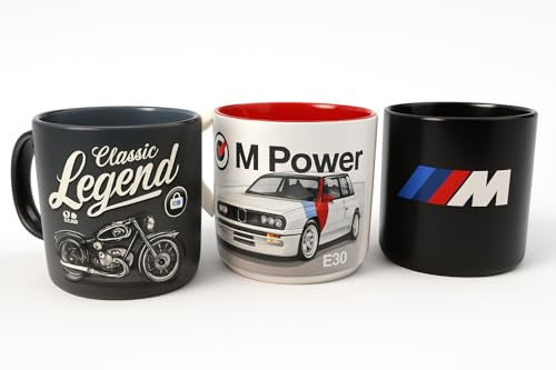 BMW 3x M Logo Tasse Kaffebecher Kaffeetasse Doppelpack Becher Geschenk-Set
