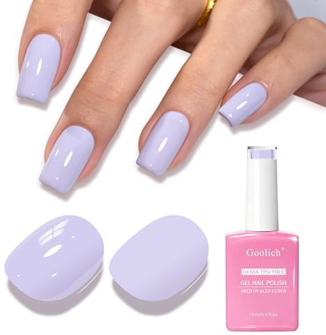 Goolich Smalto Semipermanente Unghie Viola Chiaro, 15 ML Senza HEMA e TPO Smalto Gel Viola Lilac per Unghie Soak off a Immersione UV LED Design Unghie