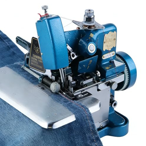 DowPie Máquina de Coser overlock Industrial, remalladora Ligera con Acabado de Pintura horneada, Alta Velocidad de 3000 SPM, Corte de dobladillos y Bordes sin rematar en un Solo Paso. Blue