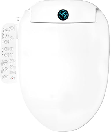Bostar Smart Electric Bidet Seat 5 Wash Modes, V-Shaped Electronic Toilet Seat with Heated Seat & Built-in Dryer, Digital Display Soft Close WC Lid, Comfort & Elegance