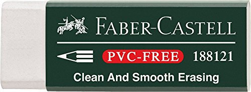Faber-Castell 188121 1 x weißer Kunststoff-Radiergummi (Kunststoff, Weiß, 1 Stück (S)