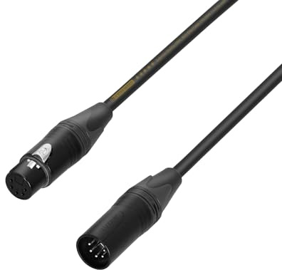 Adam Hall Cables 5 STAR DGH 0500 - DMX Kabel, Neutrik 5-Pol XLR male auf 5-Pol XLR female, schwarz, 5m