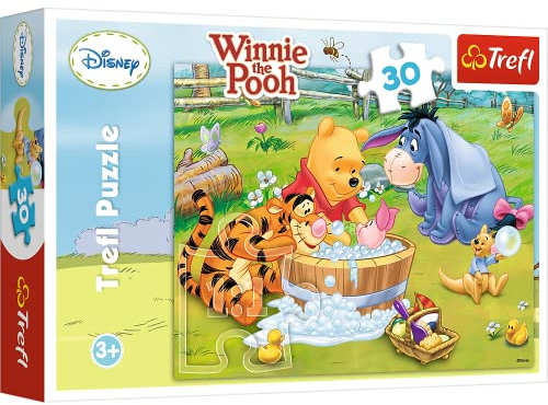 Trefl, Puzzle, Ferkel baden, Disney Winnie the Pooh, 30 Teile, für Kinder ab 3 Jahren, Farbig