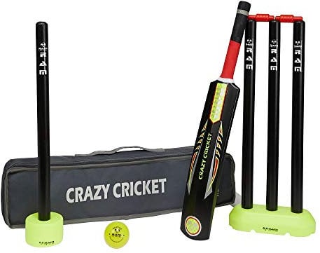 Ram Crazy Cricket Set - Mini Kids Set, 1 x Size 2 Bat, Kwik, Quick, Beach, Park - Suitable for approx ages 5-9 years