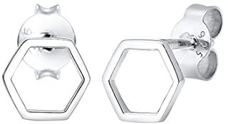 Elli Ohrringe Damen Ohrstecker Hexagon Geo Trend Minimal Filigran in 925 Sterling Silber