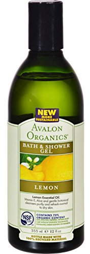 Avalon Organics Bath & Shower Gel, Lemon, 12-Ounces, 4 Pack