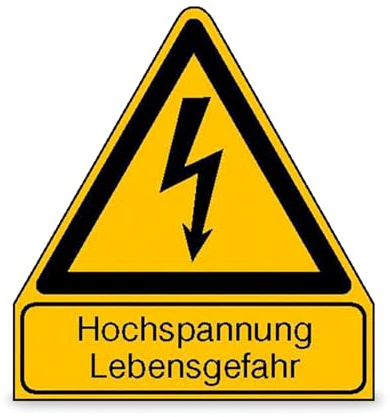 Betriebsausstattung24 Warn-Kombischild Hochspannung Lebensgefahr - PVC-Folie, selbstklebend - 21,0 x 23,8 cm - Symbol und Text Schild