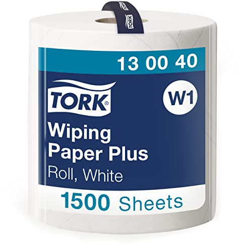 Tork 130040 Starke Mehrzweck Papierwischtücher für W1 Bodenständer- und Wandhalter-System / 2-lagige Papierrolle in Weiß / Premium Qualität / 1 x 510 m