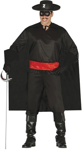 FIESTAS GUIRCA 80021 8434077800218 Zorro Kostüm, Solide, Schwarz, Talla única