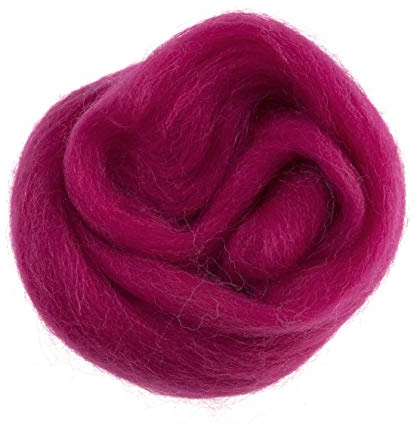 Trimits Natural Felting Roving Wool, Bright Pink, 10 g