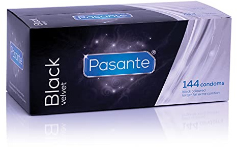 Pasante Black Velvet, schwarze Kondome ohne Geschmack, 1 x 144 Stück