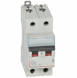 407787 Disjoncteur bipolaire 32A - 2P Courbe C - 6/10kA - À vis - Legrand DX3
