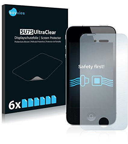 Savvies 6 Stück Schutzfolie für Apple iPhone 4 / 4S Displayschutz-Folie Ultra-Transparent